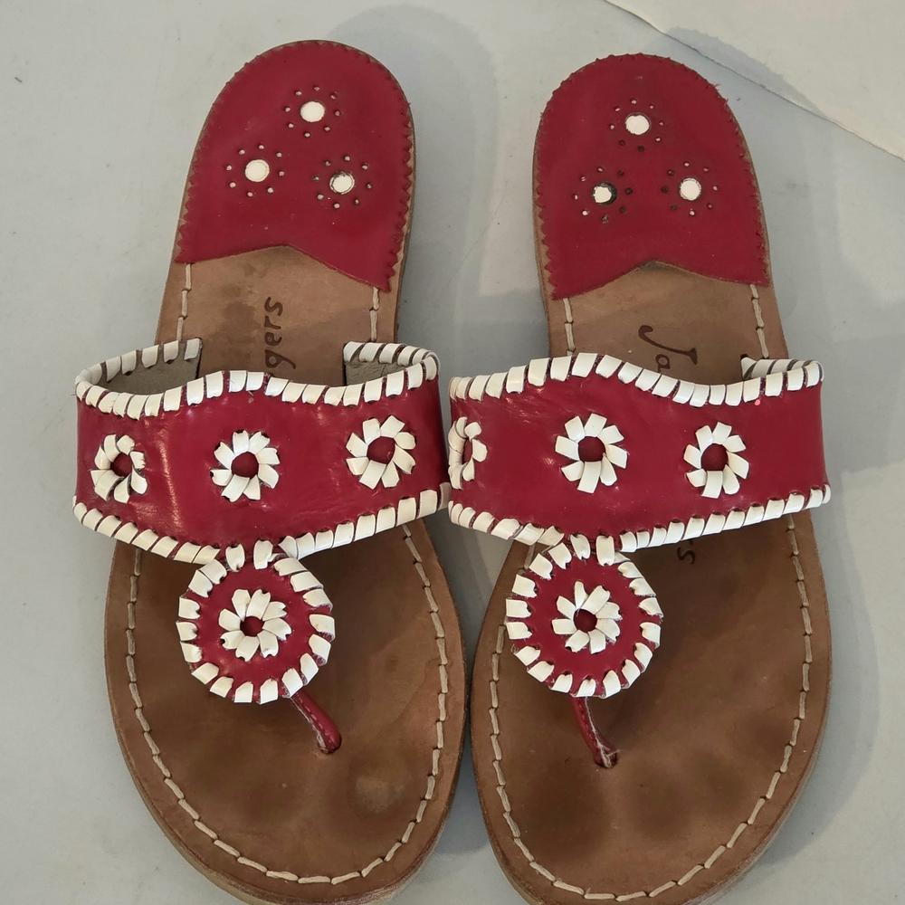 Womens Jack Rogers Palm Beach Navajo Red & White Sandals Size 7US